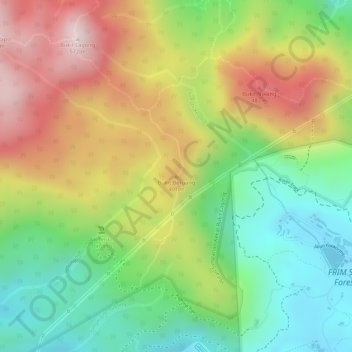 Mapa topográfico Beruang Hill, altitud, relieve