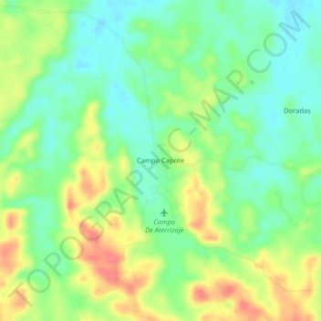 Mapa topográfico Campo Capote, altitud, relieve