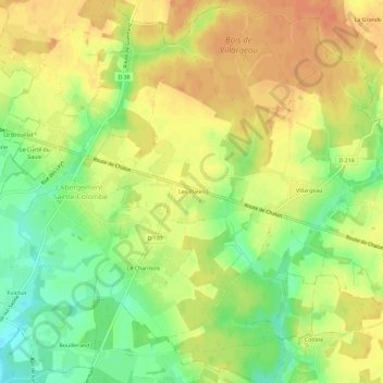 Mapa topográfico Les Plates, altitud, relieve