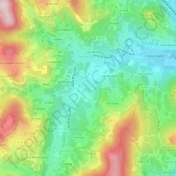 Mapa topográfico Grolier, altitud, relieve