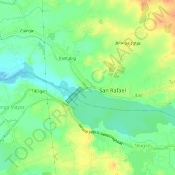 Mapa topográfico Lico, altitud, relieve