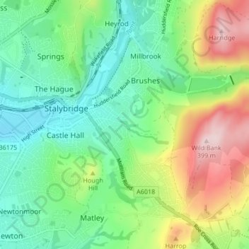 Mapa topográfico Stocks, altitud, relieve