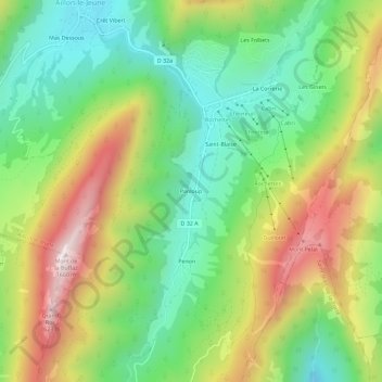 Mapa topográfico Panloup, altitud, relieve