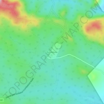 Mapa topográfico Bandipura, altitud, relieve