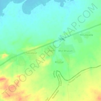 Mapa topográfico Shale, altitud, relieve