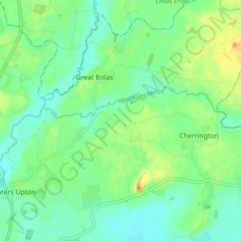 Mapa topográfico Meeson, altitud, relieve