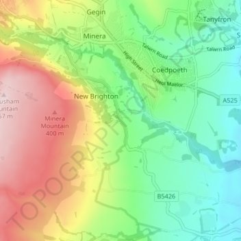Mapa topográfico Wern, altitud, relieve