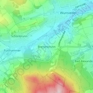 Mapa topográfico Breitenbrunn, altitud, relieve