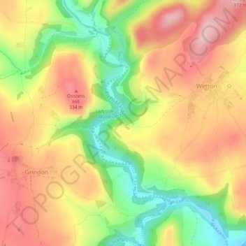 Mapa topográfico Thor's Cave, altitud, relieve