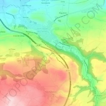 Mapa topográfico Bois, altitud, relieve