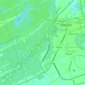 Mapa topográfico Talaeb East, altitud, relieve