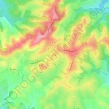 Mapa topográfico Bardos, altitud, relieve
