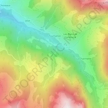 Mapa topográfico Cascade de Burgeat, altitud, relieve