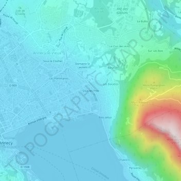 Mapa topográfico Sous les Prés, altitud, relieve