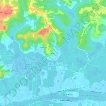 Mapa topográfico Julieu, altitud, relieve