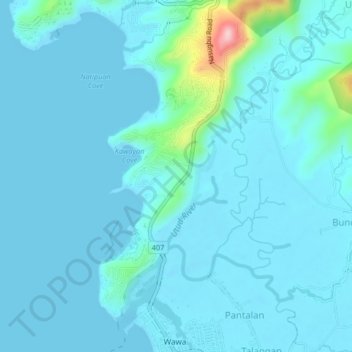 Mapa topográfico Natipuan, altitud, relieve
