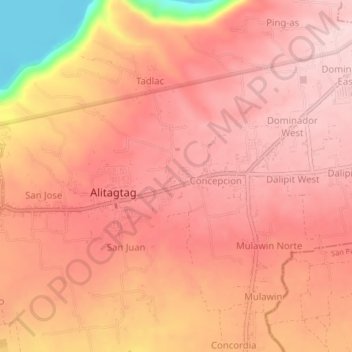 Mapa topográfico Balagbag, altitud, relieve