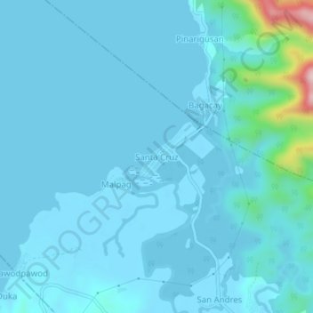 Mapa topográfico Santa Cruz, altitud, relieve