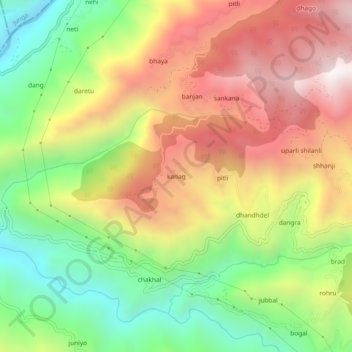 Mapa topográfico kanag, altitud, relieve
