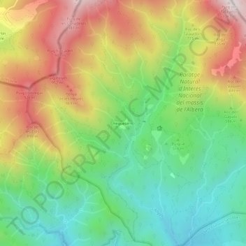 Mapa topográfico Requesens, altitud, relieve