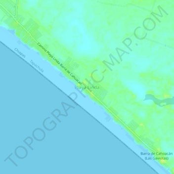 Mapa topográfico Playa Linda, altitud, relieve