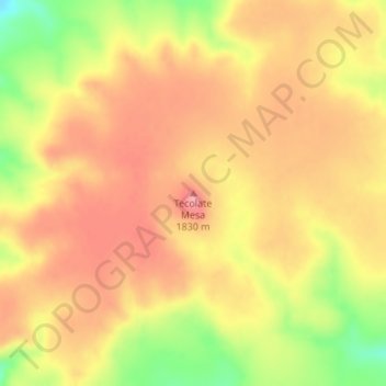 Mapa topográfico Tecolate Mesa, altitud, relieve