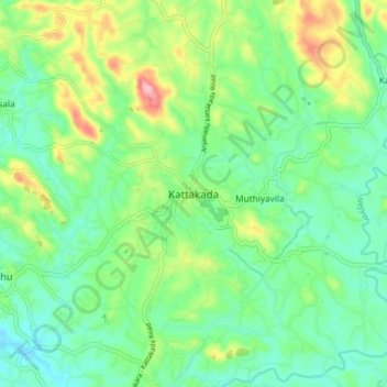 Mapa topográfico Kattakada, altitud, relieve