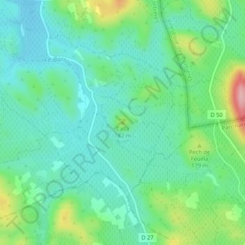 Mapa topográfico Calla, altitud, relieve