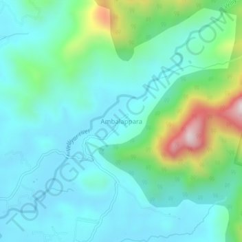 Mapa topográfico Ambalappara, altitud, relieve