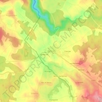 Mapa topográfico Marroule, altitud, relieve