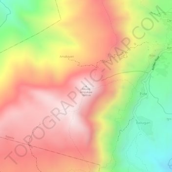 Mapa topográfico Mount Ampakaw, altitud, relieve