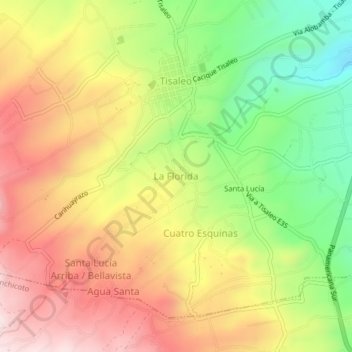 Mapa topográfico La Florida, altitud, relieve