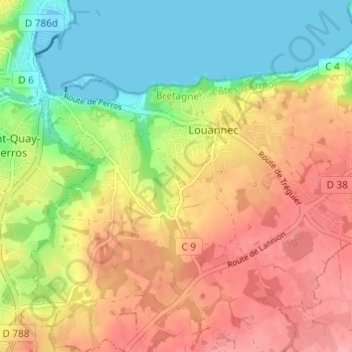 Mapa topográfico AR Stivel, altitud, relieve
