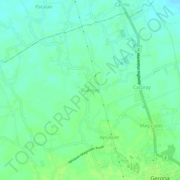 Mapa topográfico Buenlag, altitud, relieve