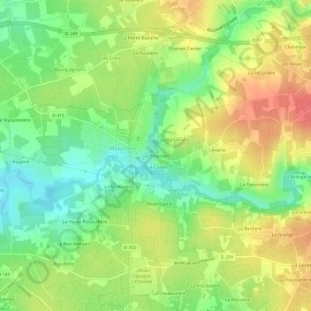 Mapa topográfico La Roseraie, altitud, relieve