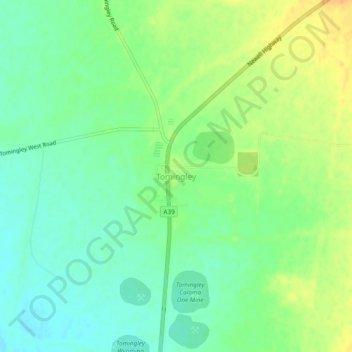 Mapa topográfico Tomingley, altitud, relieve