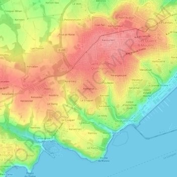 Mapa topográfico Kernabat, altitud, relieve