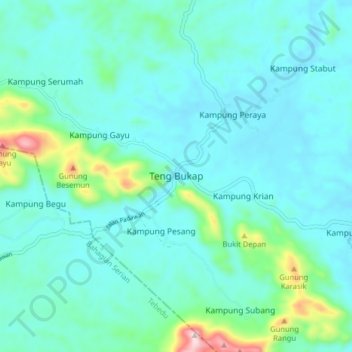 Mapa topográfico Teng Bukap, altitud, relieve