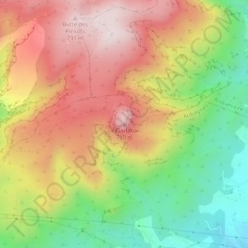 Mapa topográfico Le Garlaban, altitud, relieve