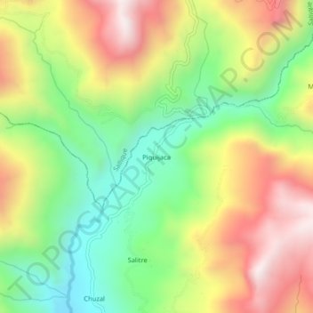 Mapa topográfico Piquijaca, altitud, relieve