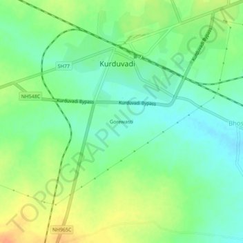 Mapa topográfico Gorewasti, altitud, relieve