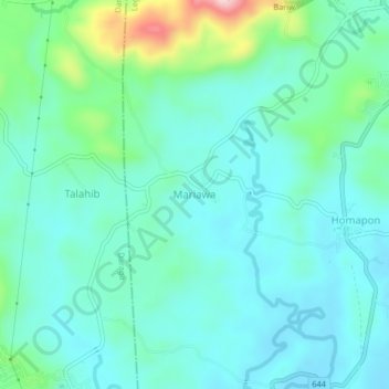 Mapa topográfico Mariawa, altitud, relieve