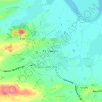 Mapa topográfico Cannington, altitud, relieve