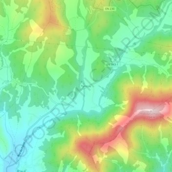 Mapa topográfico Taliscas, altitud, relieve