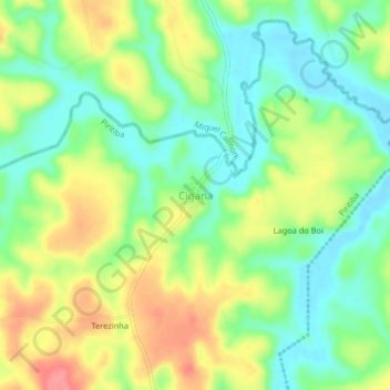 Mapa topográfico Cigana, altitud, relieve