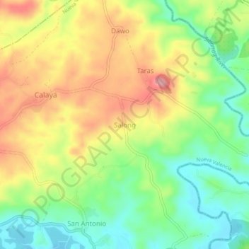 Mapa topográfico Salong, altitud, relieve