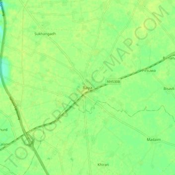 Mapa topográfico Raya, altitud, relieve