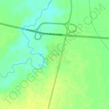 Mapa topográfico Khanna, altitud, relieve