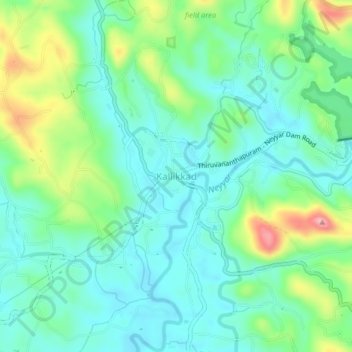 Mapa topográfico Kallikkad, altitud, relieve