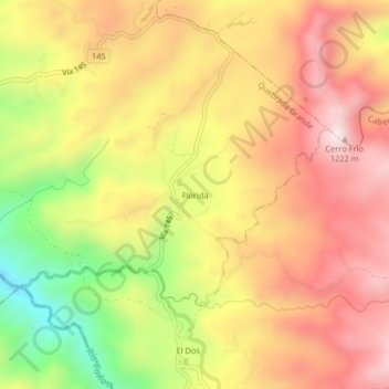 Mapa topográfico Florida, altitud, relieve